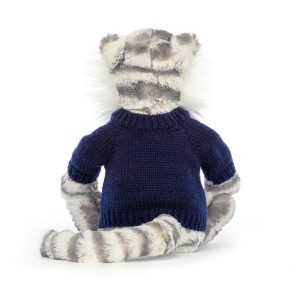 Bashful Snow Tiger with Personalised Navy Jumper